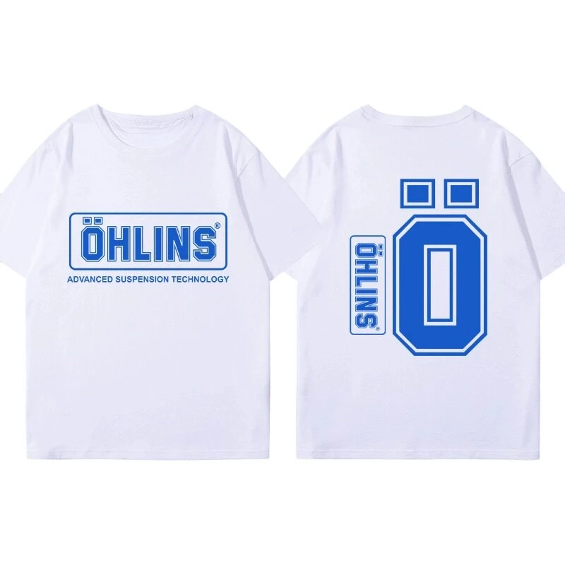 OHLINS Motorrad-Stoßdämpfer Modifiziertes Baumwoll-Kurzarm-T-Shirt für männliche Motorrad-Enthusiasten des Clubs – Detail 4