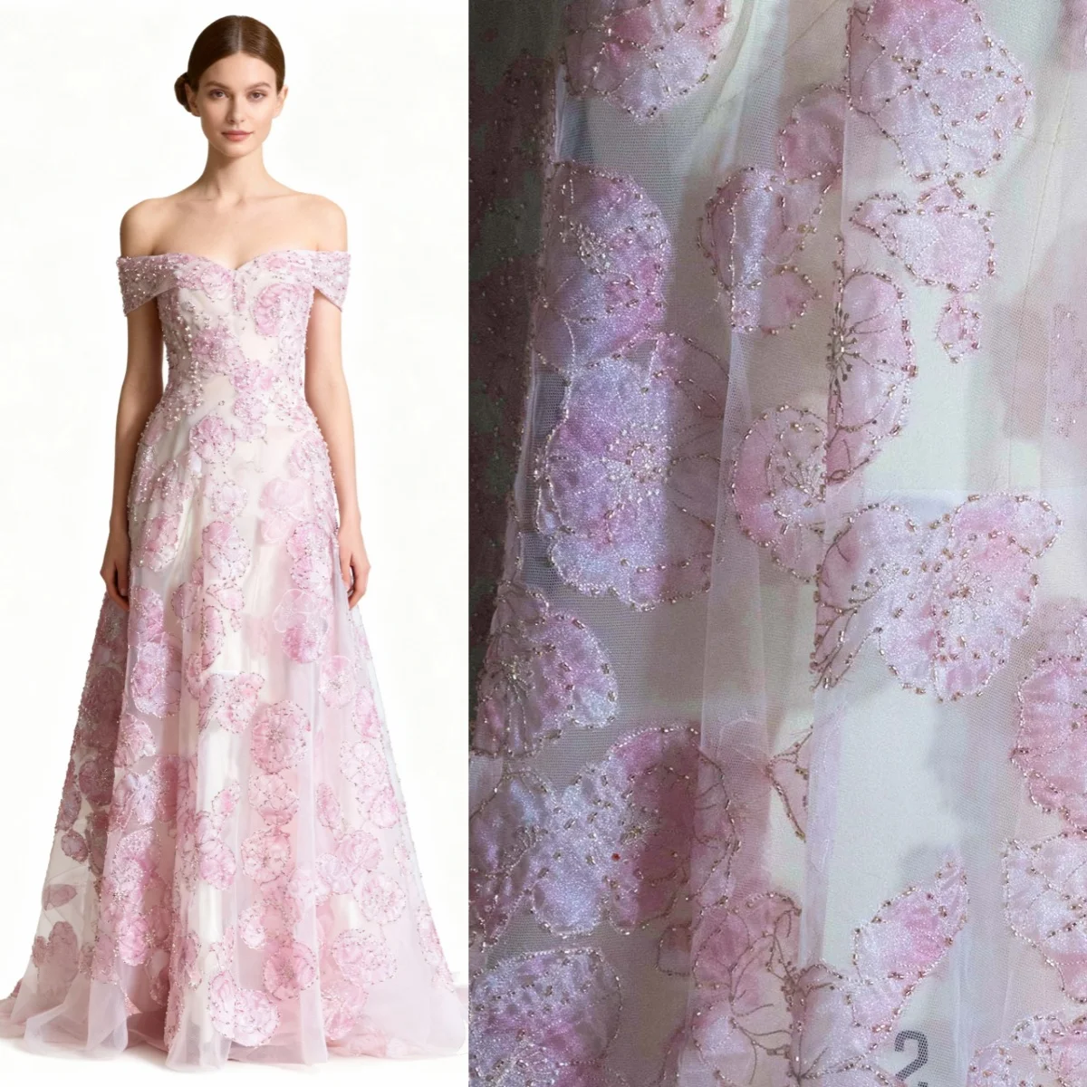 

Pink flower lace mesh organza fabric, stage wedding decoration, veil decoration, dessert table tablecloth, mesh