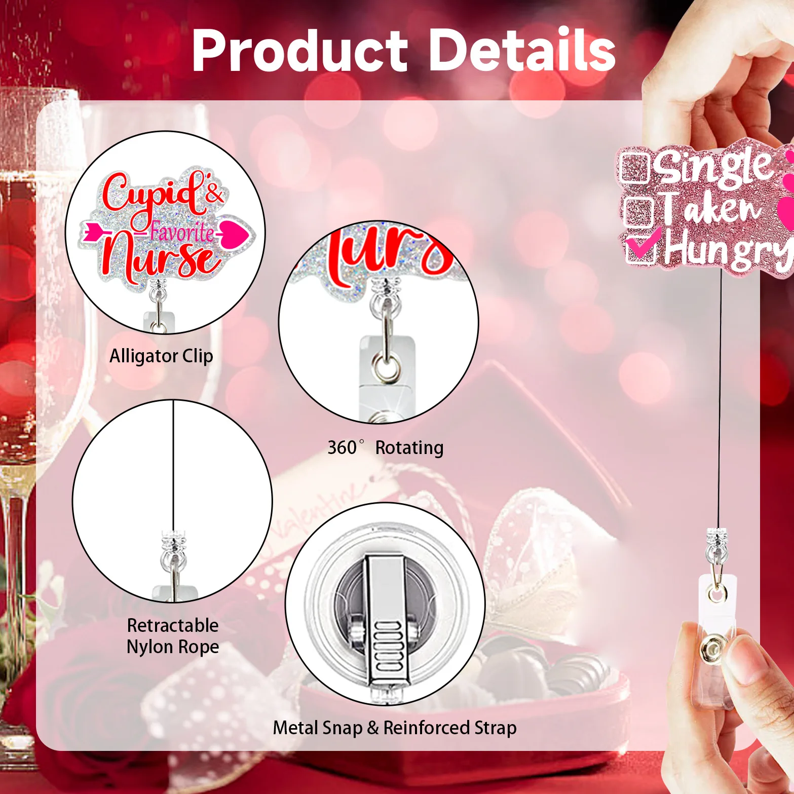 

Retractable Clip Easy To Use Badge Scroll Id Badge Buckle Acrylic Easy Pull Button For Office Id Badge Holder Hospital Staff
