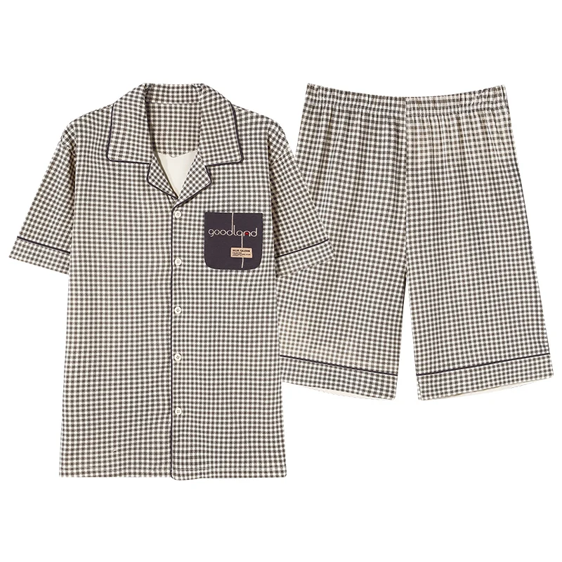 Ensemble pyjama d'été pour couple, col rabattu, manches courtes, 100% coton, vêtements de nuit pour hommes et femmes