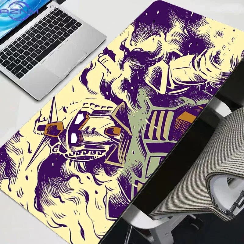 Bright Pastel Art Style Anime Mecha Robot With Shield Mouse Pad, Rubber Non-Slip Base, Smooth Fabric Gaming Desk Mat for Desktop