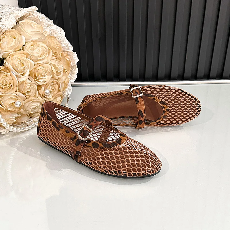 Ladies Hollowed Out Mary Jane Shoe2026summer Autumn New French Women Cowhide Sole Shoe Girl Shallow Mouth Versatile Mueller Shoe