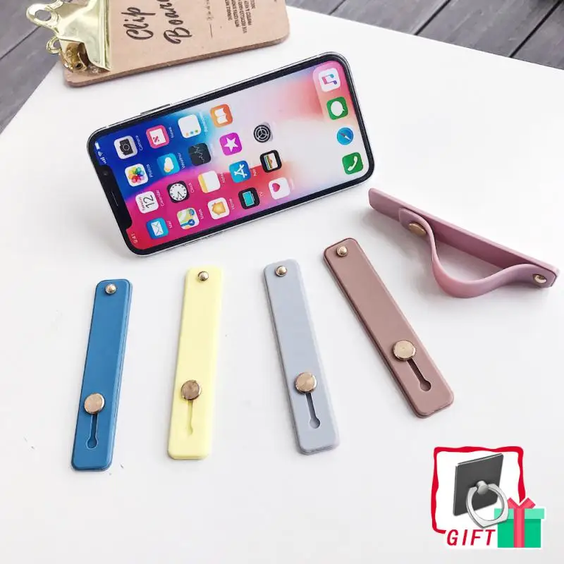 Universal Wrist Band Phone Holder For iPhone Finger Grip Mobile Phone Stand For Samsung Huawei Push Back Sticked Socket Bracket