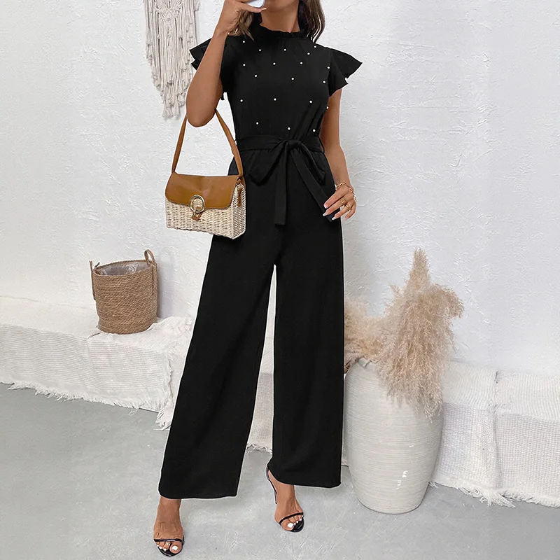 

Feifei Sleeve Stand-up Collar High Waist Conjoined Trousers 2025 Spring and Summer Fashion Commuter Style Women's Dress