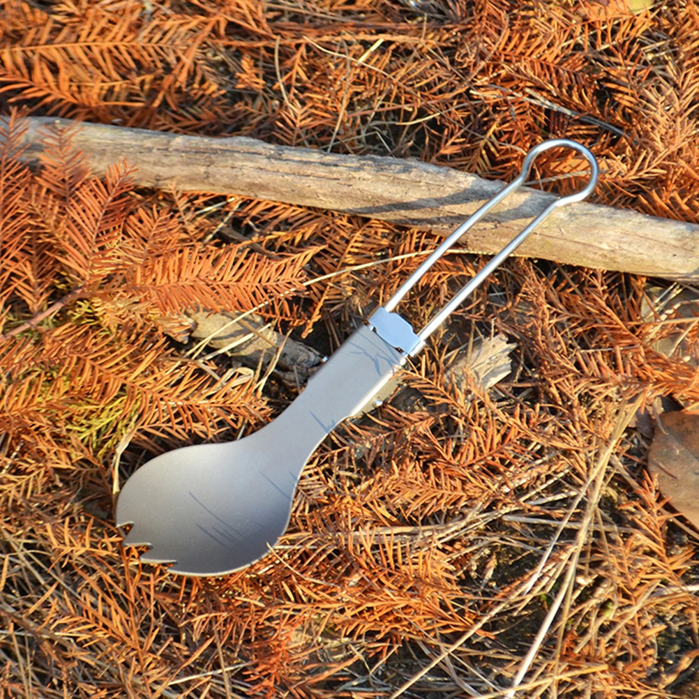 

Titanium Folding Spoon Folding Fork And Spoon Outdoor Cutlery Camping Spork Portable Lightweight Travel Foldable Tableware
