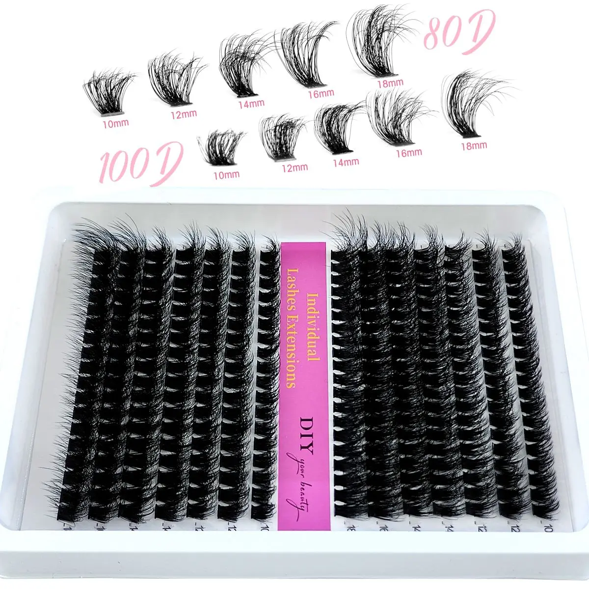 280Ps DIY 5D Fluffy Lash Clusters 60D/80D/100D Thick Eyelash CC/DD Curl Wispy Individual Lashes 10-18mm Mix Eyelash Extensions