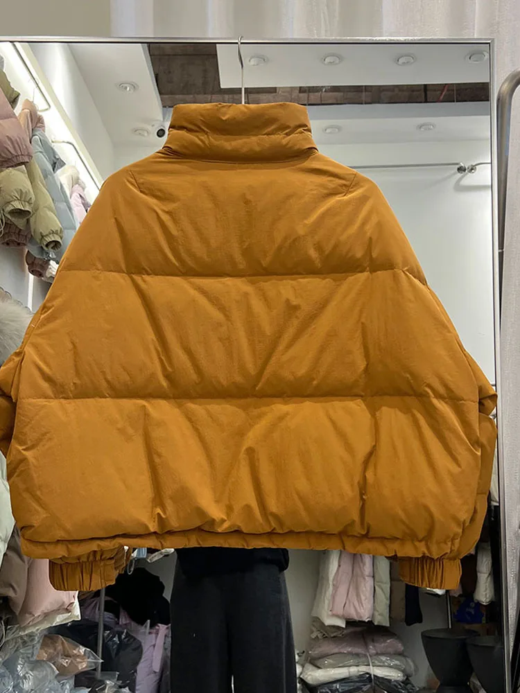 冬の韓国風新作ショート丈スタンドカラーパンダウンジャケット レディース ゆったり 厚手 暖かい ホワイトダックダウンジャケット