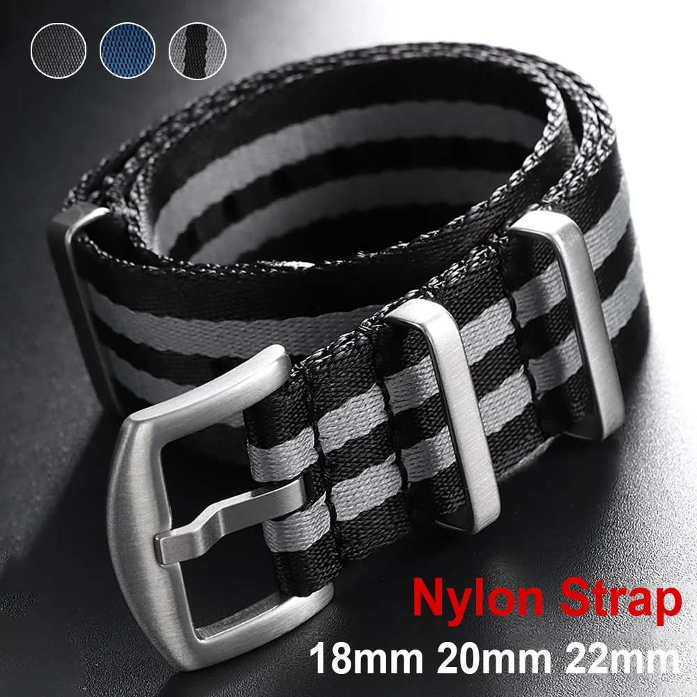 

1pcs Waterproof Long Nylon Strap 18mm 20mm 22mm Nylon WatchBand for Seiko for Rolex for Omega 007 Military Sport Universal Band