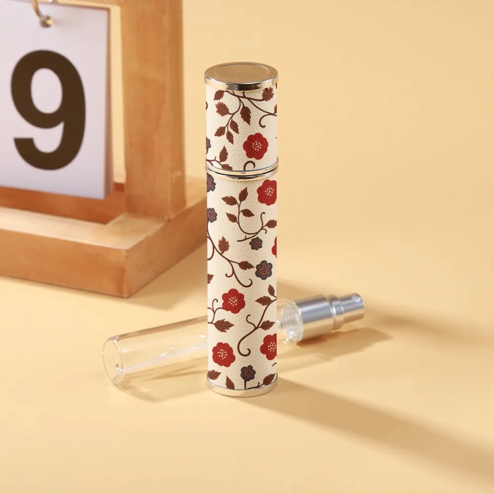 10ml Mini Perfume Bottle PU Leather Essential Oil Alcohol Spray Rotating Bottle Spray Atomizer Bottle Refillable