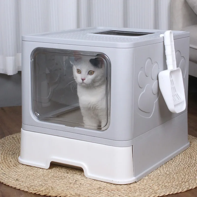 Small Defecation Litter Box Closed Sandbox Plastic Training Litter Box Transparent Supplies Arenero Gatos Household Products