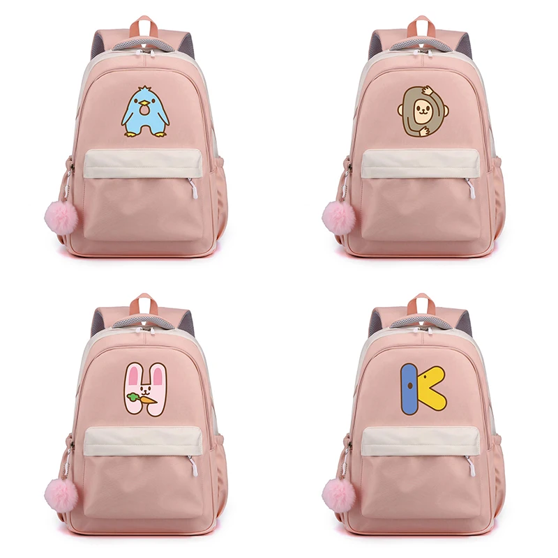 

Canvas Printed Backpack Animal 26 English Letters Schoolbag Kawaii Backpack for Girl Bookbag Student School Bag Teen Gift