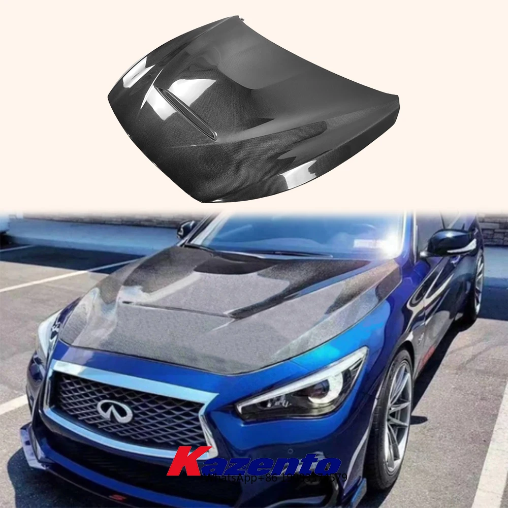 

For Infiniti Q50 14-21 GTS Style Carbon Fiber Vented Cooling Front Bumper Hood Bonnet
