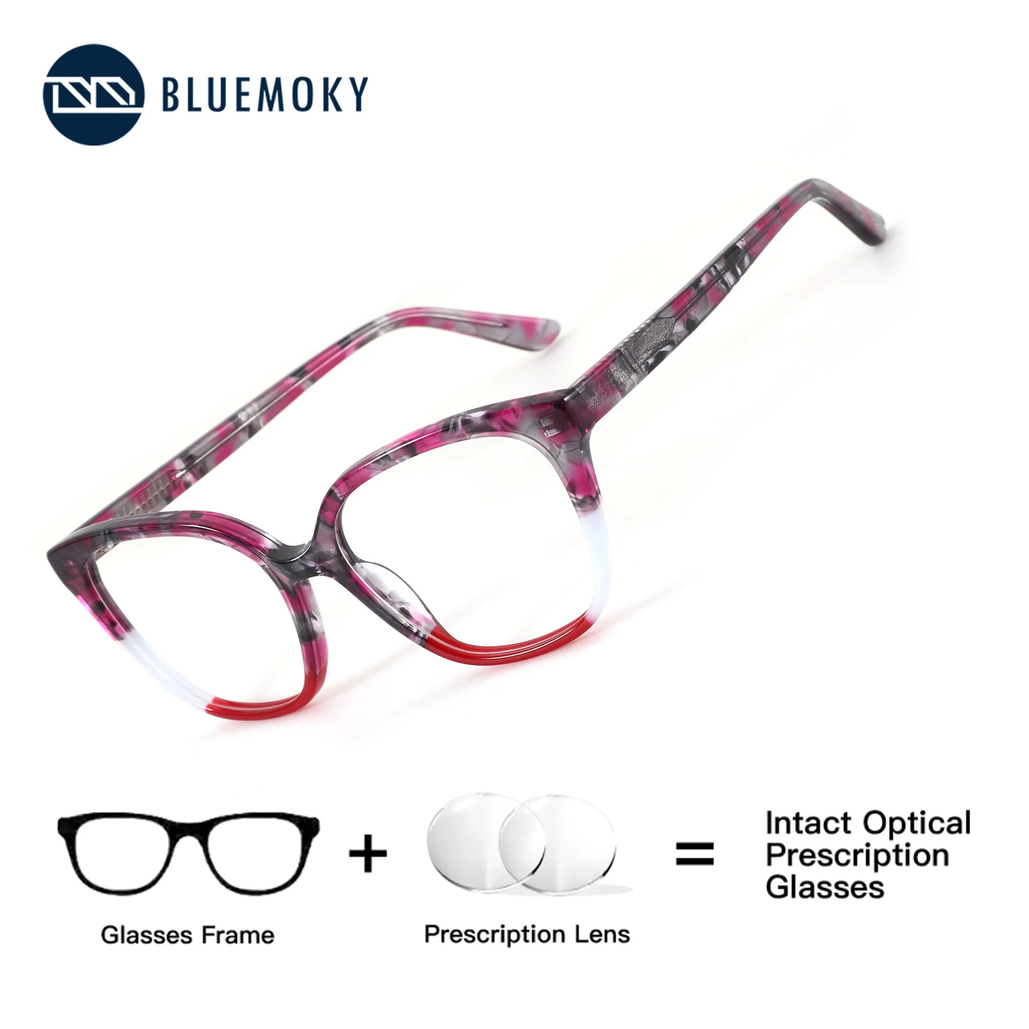 

BLUEMOKY Butterfly Acetate Prescription Eyewear Women Photochromic Anti Blue Light Progressive Multifocal Optical Glasses