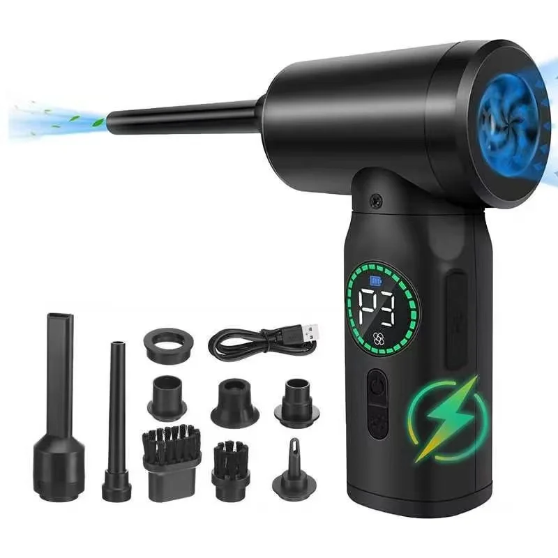 7500mAh Portable Compressed Air Duster Multi Air Blower & Vacuum Cleaner Cordless Duster Blower for Keyboard Computer Cleaning