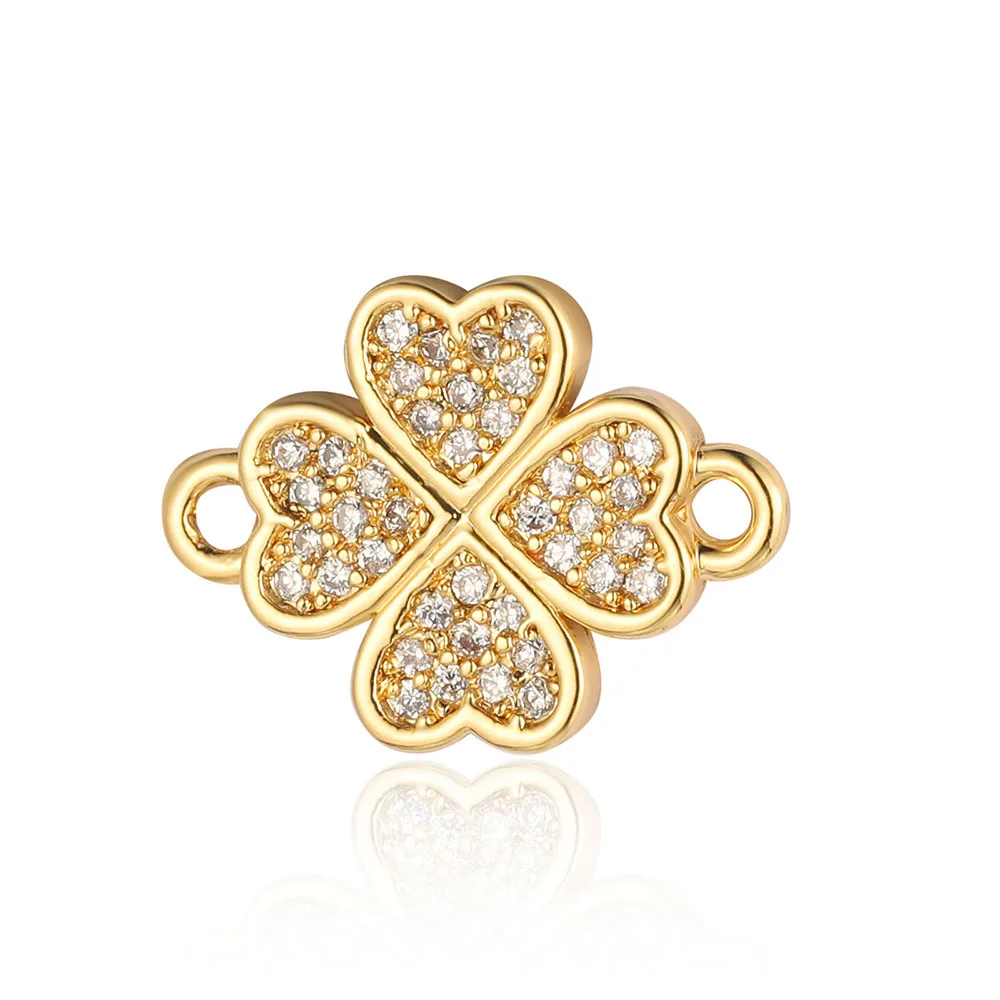5pcs/Lot Copper Zircon Clover Infinity DIY Connector Charm Women Star Moon Sun Snowflake Necklace Pendant Girl Boy Jewelry