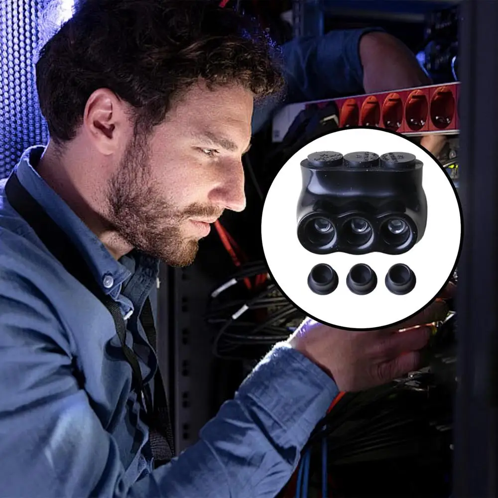 5 Pcs Insulated Splice Connectors 3 Ports Heavy Duty Electrical Multi Cable Connectors Single Side Entry PreFilled Oxide