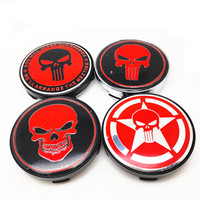 4pcs 60mm Skull Wheel Center Hubcaps Cover Car Styling Cap Hub