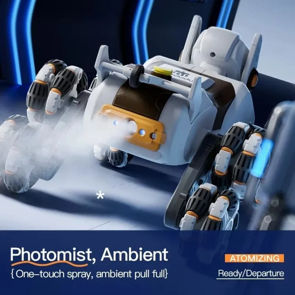 جديد 2.4G RC AI روبوت الفضة البلاستيك التحكم عن بعد روبوت ثمانية عجلات كلب أليف هدية