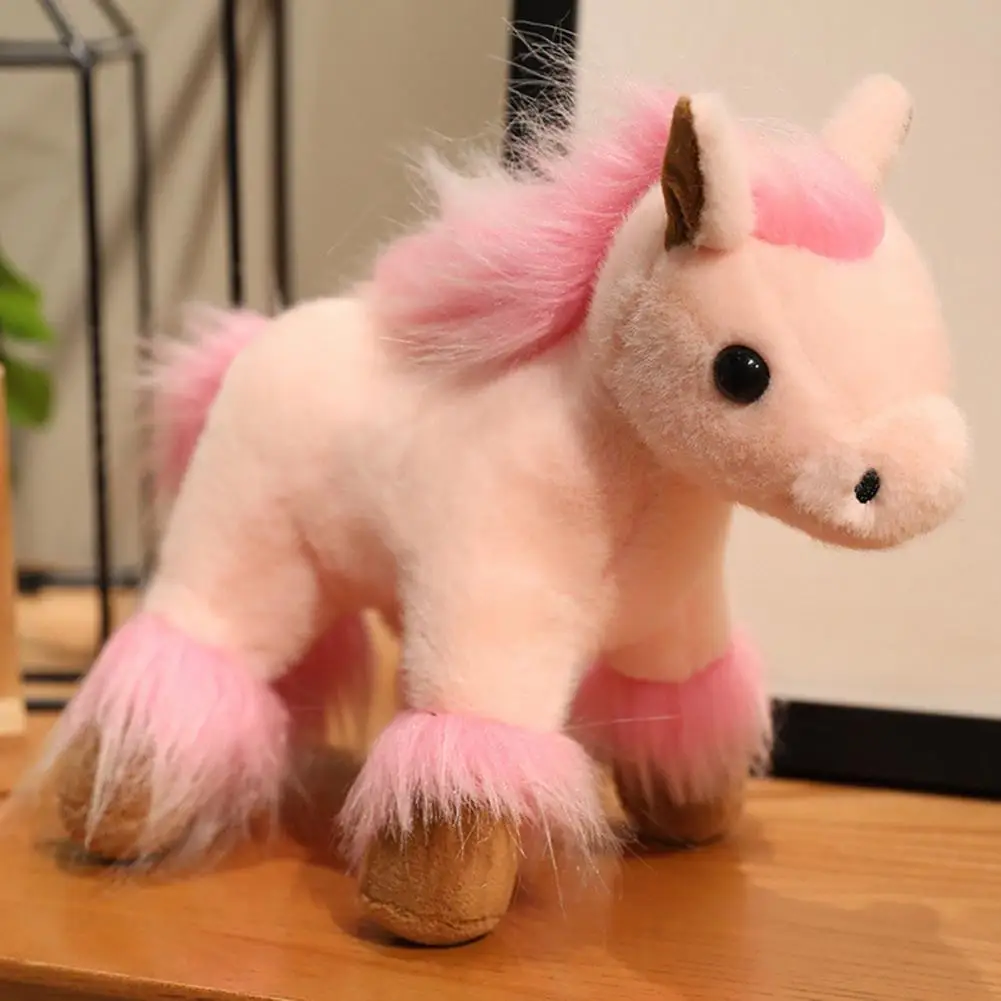 Caballo de peluche de juguete, caballo realista, juguete de peluche, 12 muñecos de peluche coleccionables, almohada para niños, tamaño de simulación, muñeca suave con personal
