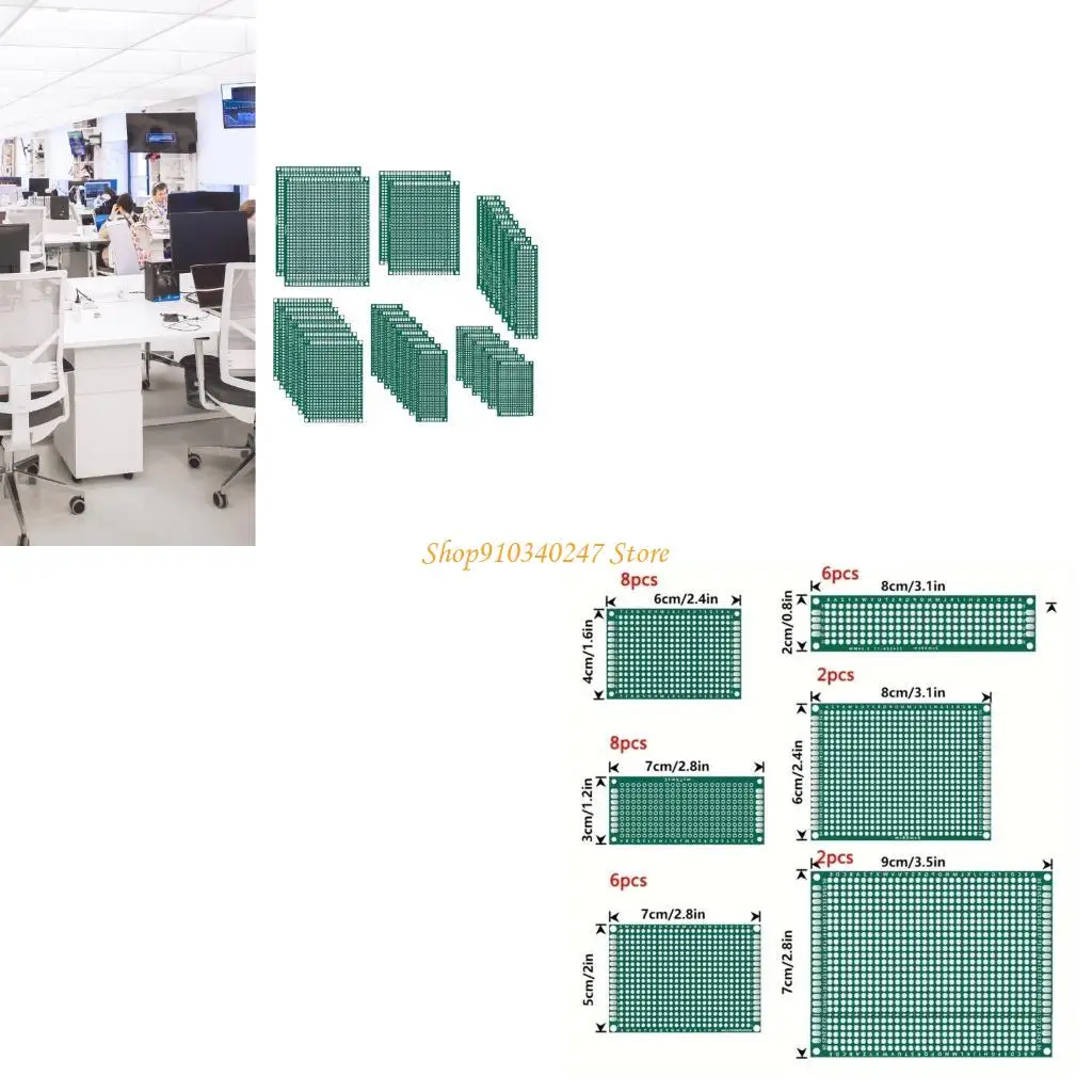 

Q22A 32 Count Fiberglass Prototyping Board Pre Tinned Through Holes for PCBs Repair and IoTs Development