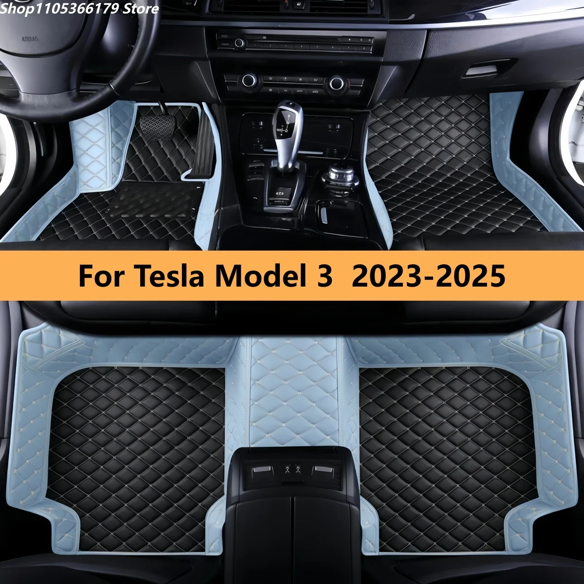 

Vehicle Leather Carpets Pads For Tesla Model 3 2023 2024 2025 Leather Luxury Mat Rugs Carpet Full Set Auto Interior Parts