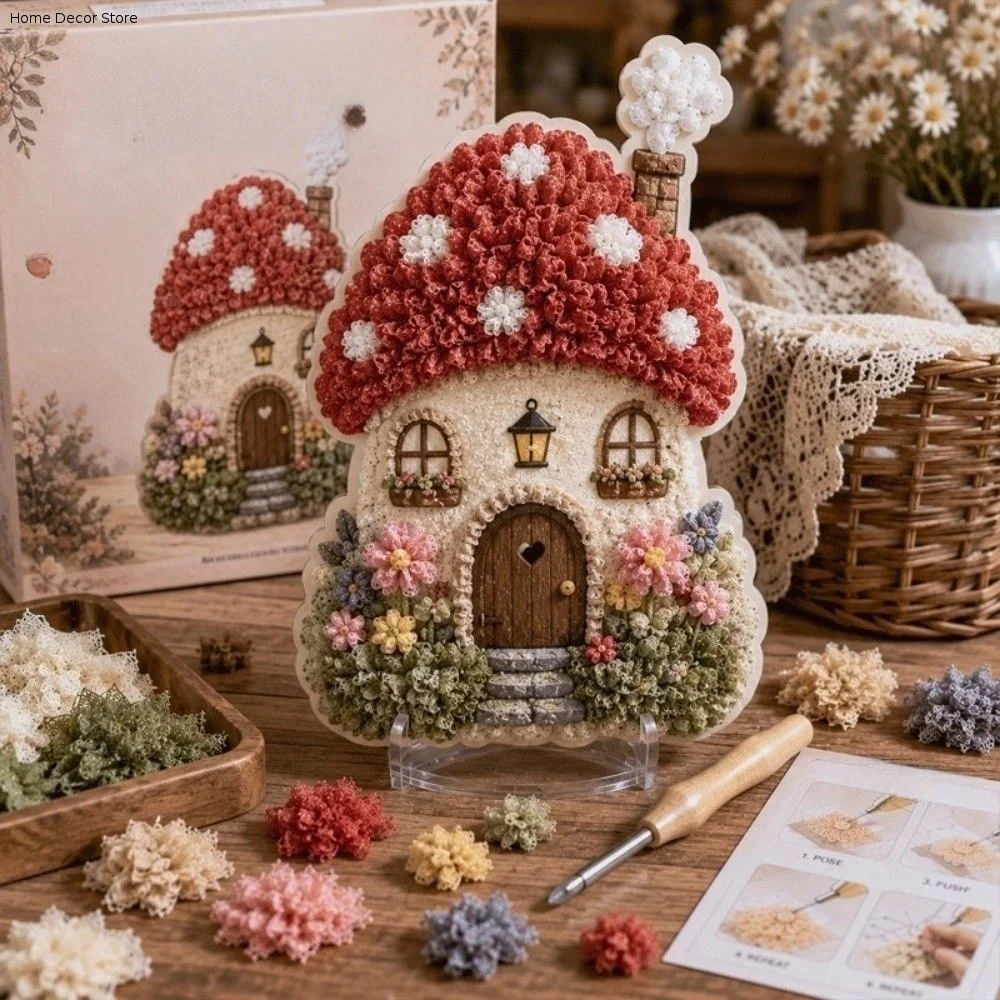 Art Craft House Making - House Scene Poke Art Kit Mushroom