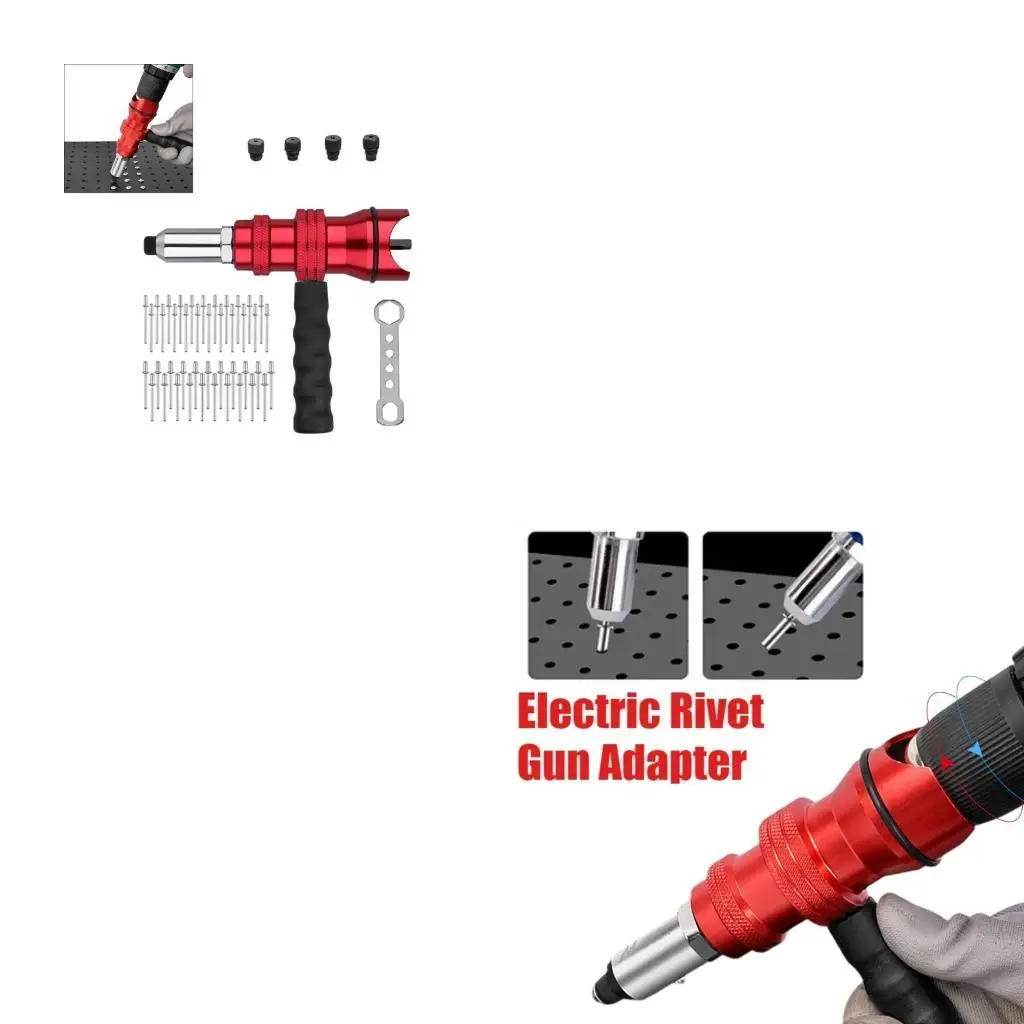 

R9UF Rivet Guns Adapter Drill to Rivet Converter with 100pcs Rivets for Various Projects HVAC Repair Metal Fabrication