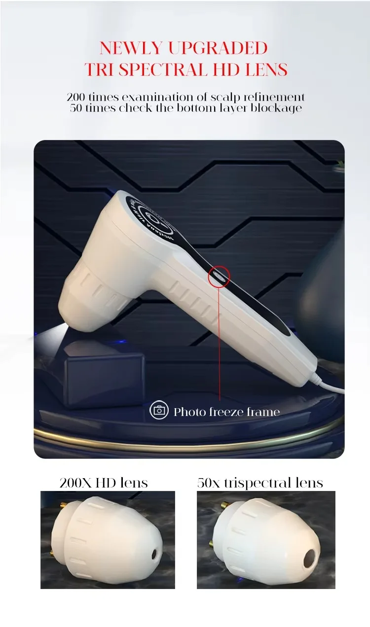 200/50X Haut Haar Kopfhaut Detektor Dermaskop Für Haut Scanner Maschine Digital Mikroskop HD Haar Follikel Haut Analysator 10 zoll