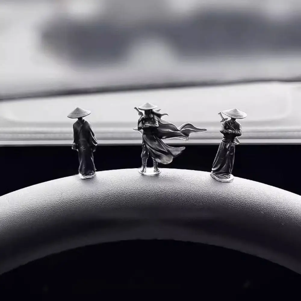 6Pcs/set Model Mini Chinese Swordsman Figure Exquisite Ancient Car Statue Ornament Cartoon Swordsman Miniatures Bedroom