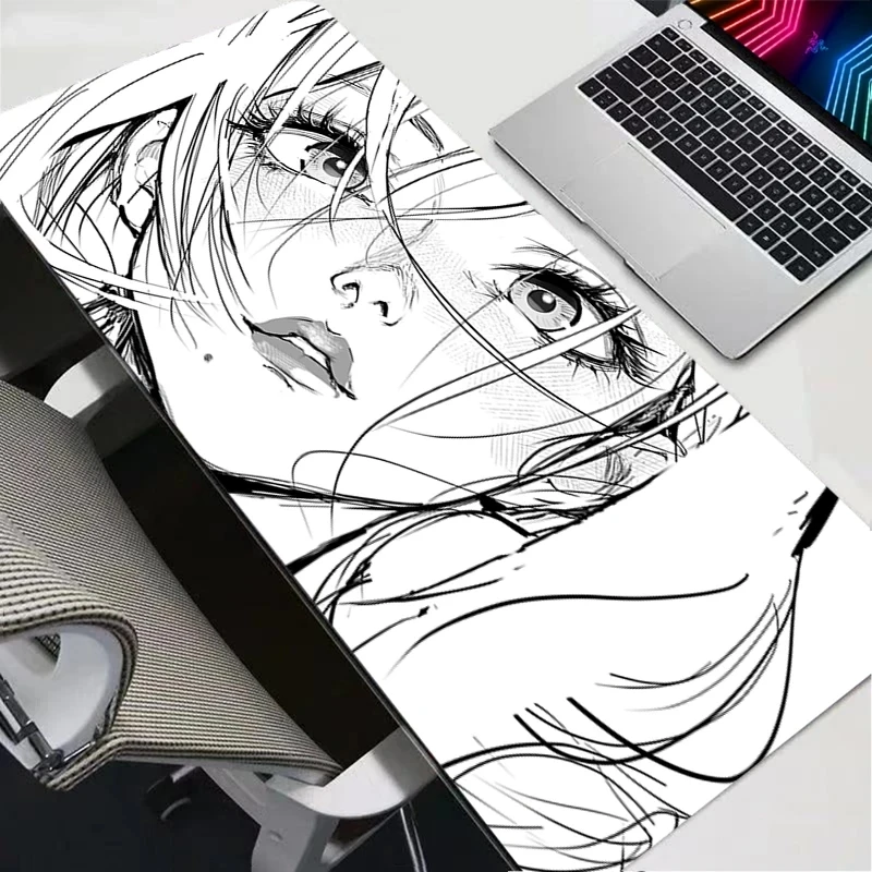 Back and White Girl Anime Mousepad Game Anti Slip Large Mouse Pad PC Office Soft Table Mat Computer Accessories Rubber Mouse Mat