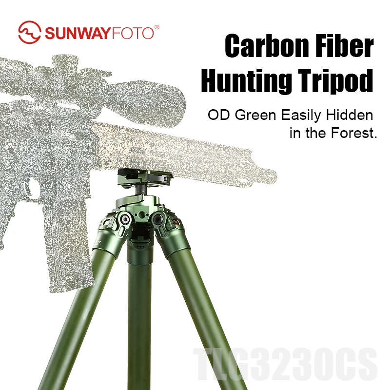 

SUNWAYFOTO TLG3230CS OD Зеленый штатив из углеродного волокна с рычажными замками для перевернутой шаровой головки, 3 секции,