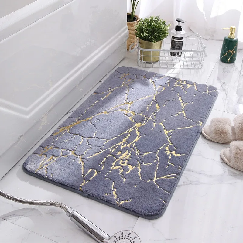 1pc Bath Mat Modern Living Room Mats Area Small Rug Washable Bedroom Bathroom Rectangle Non Slip Toilet Floor Faux Rabbit Mats