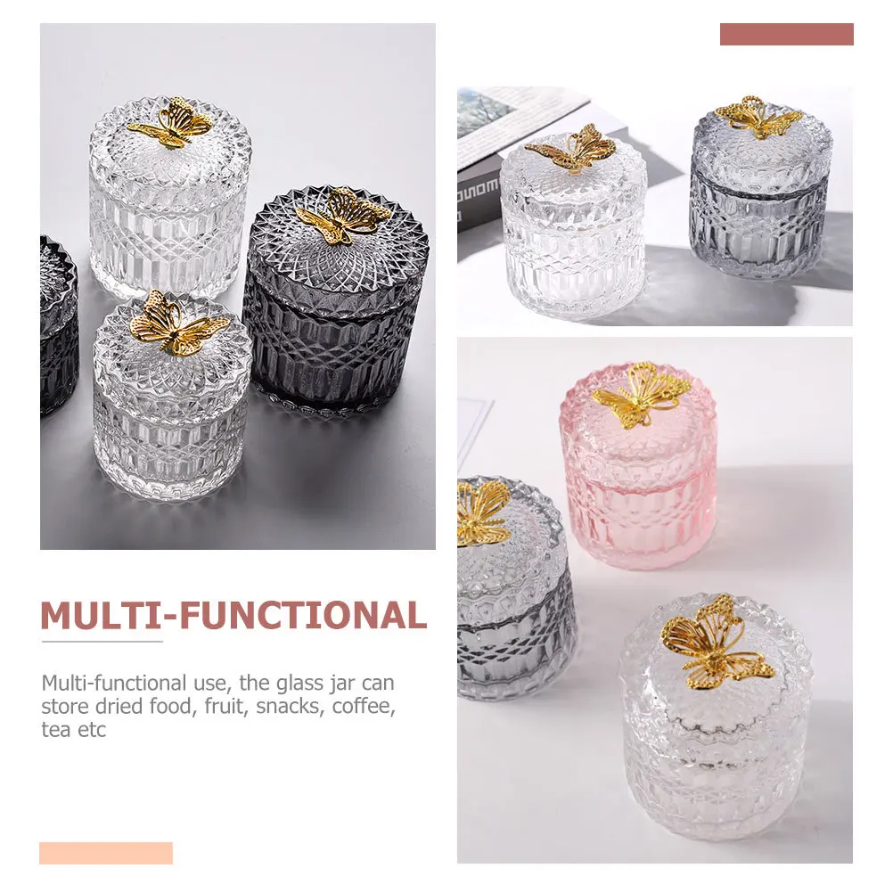 

Glass Jewelry Box Lipstick Storage Jar Snack Container Party Candy Holder Durable Glass Jar Candy Can Snack Holder