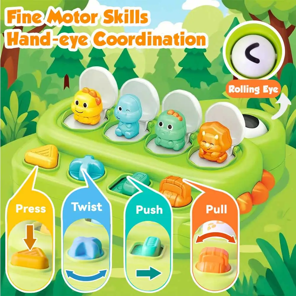 새로운 몬테소리 팝업 공룡 장난감 및 학습 상자 - 논리력과 운동 능력 향상, 어린이 생일 선물에 적합