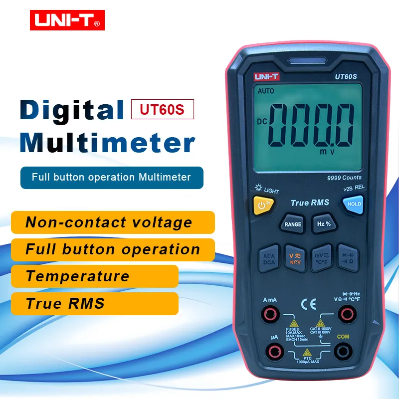 UNI-T Digital Smart Multimeter UT60S True RMS 1000V AC DC Voltage Tester Ammeter Capacitor Frequency Meter Temperature Tester