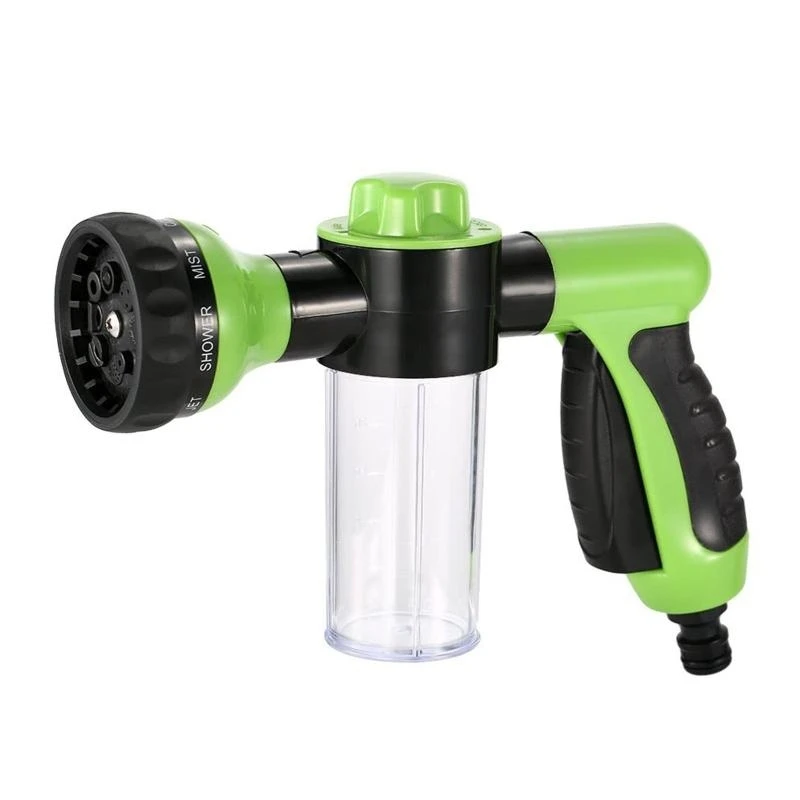 

G6KF Creative Water Hose Nozzle Plastic Durable High Pressure Nozzle Multiple Spray Patterns Foam Gun with Soap Dispenser