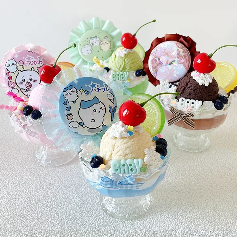 

Kawaii Ice Cream Cup Badge Holder Anime Character Badge Display DIY Figurines for Desktop Decoration Fashion Gifts for Friends