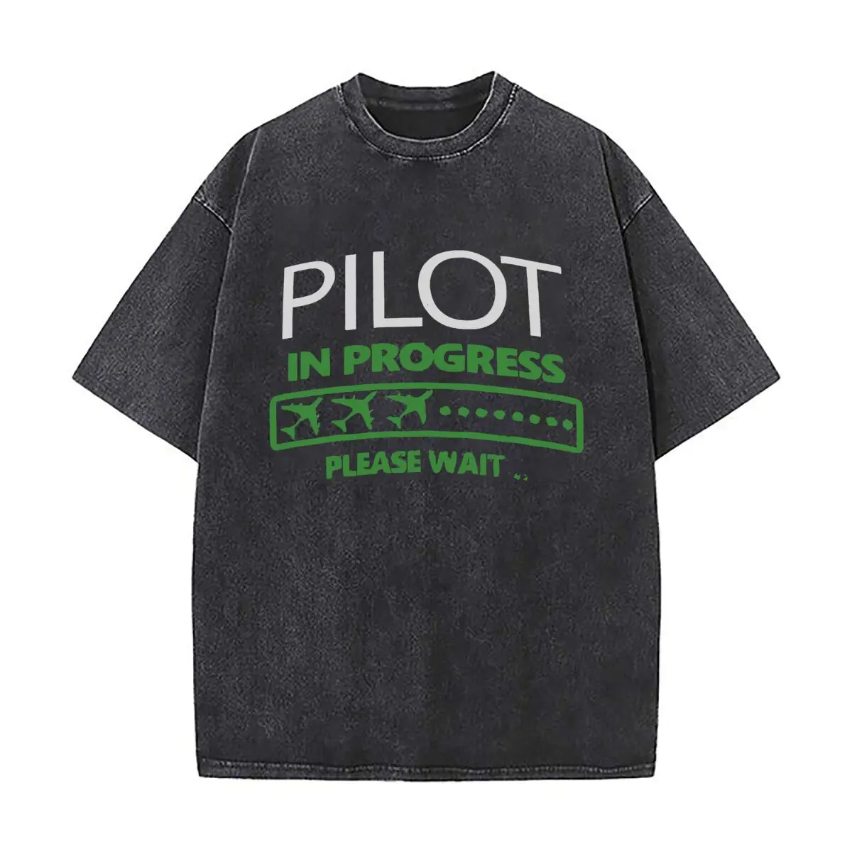 Pilot Progress Aviation  Inspired Humor Art Sports Casual Distressed Washed Short Sleeve Breathable Cotton Top