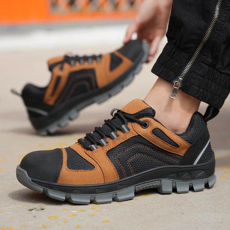 Work Shoes Men Steel Toe Anti-Smash Safety Shoes Construction Work Sneakers Non Slip Boots Indestructible Protective Shoes
