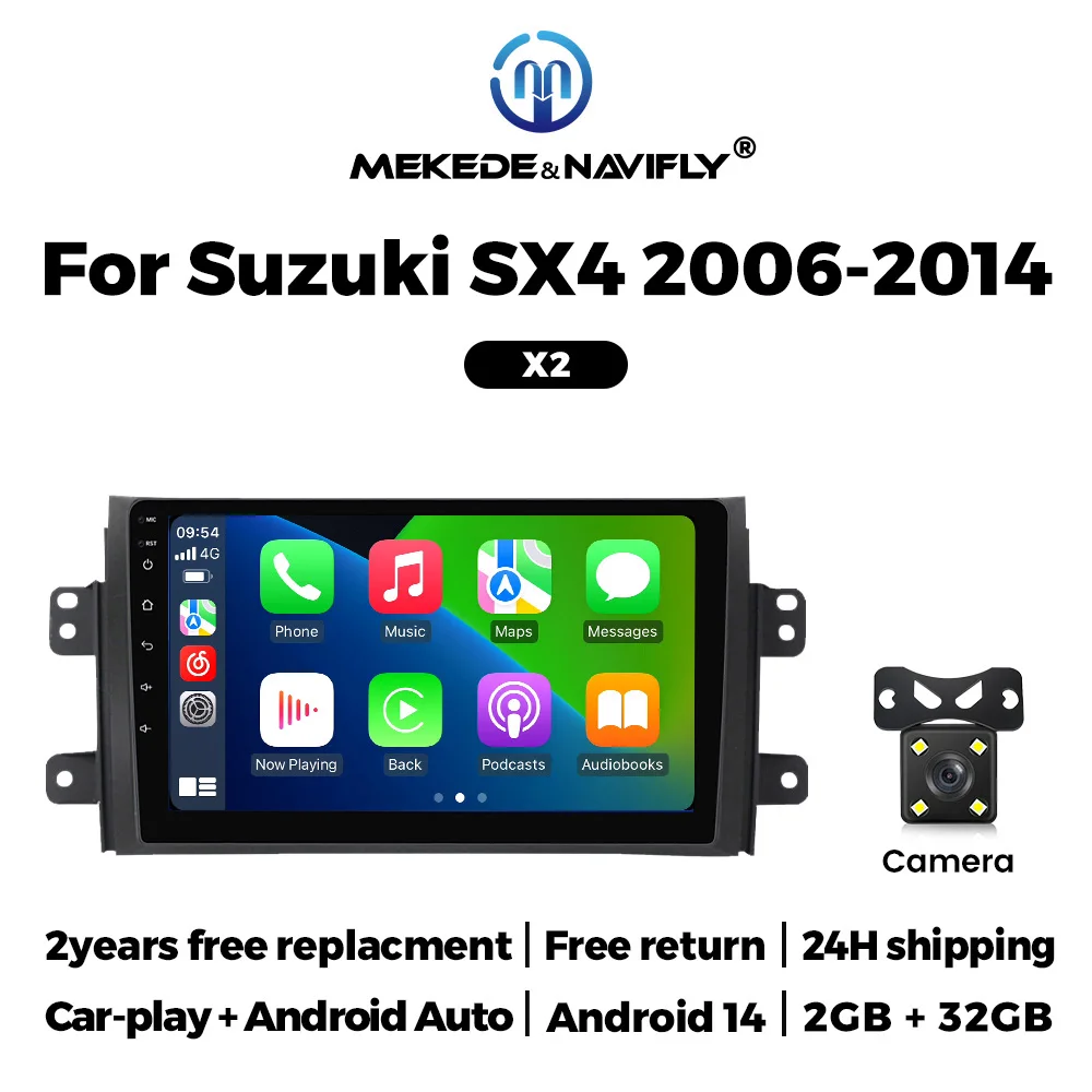 MEKEDE Android Scherm Autoradio Stereo Voor Suzuki SX4 2006-2014 Draadloze Carplay Auto WIFI BT RDS Auto Multimedia Video speler