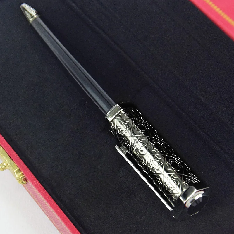 AGD Heptagon S-Dumont CT All Black Snow Pattern Luxury Metal Snowflake Ballpoint Pen Black Trim With Serial Number