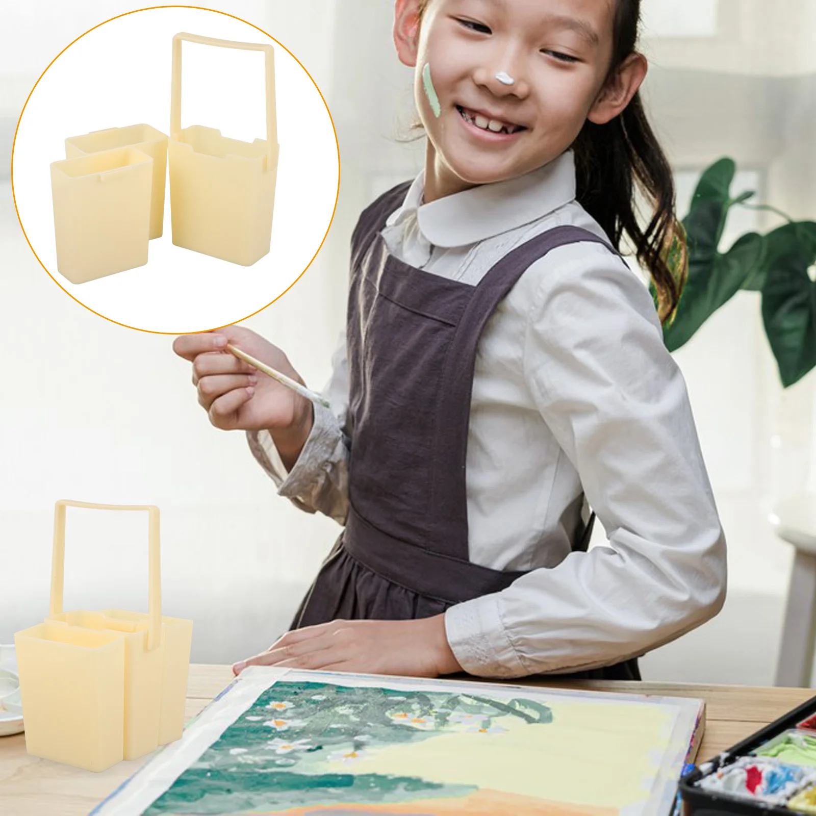 

1 Set Brush Washing Bucket Detachable Plastic Wash Pen Barrel Portable Supplies Washing Tool for Drawing Painting