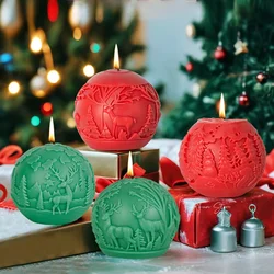 3D Relief Christmas Ball Aromatherapy Candle Mold DIY Elk Tree Ball Diffuser Stone Plaster Christmas Decoration Gift Making Tool