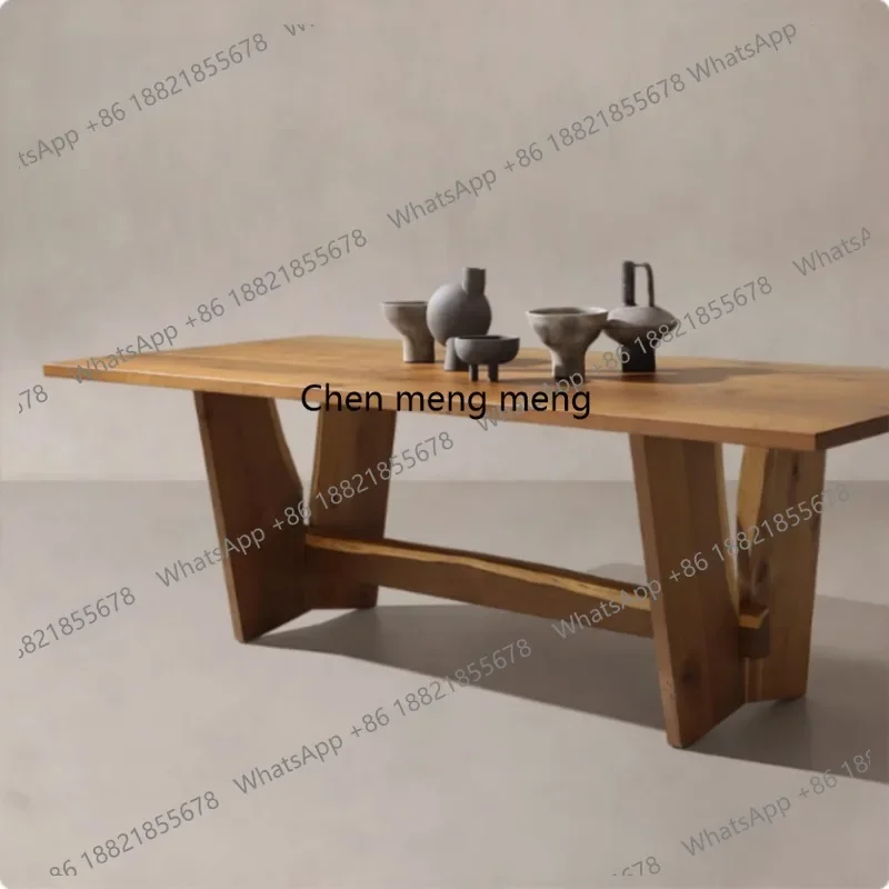 X188 Nordic retro solid wood oak restaurant multi-person bracket structure rectangular dining table