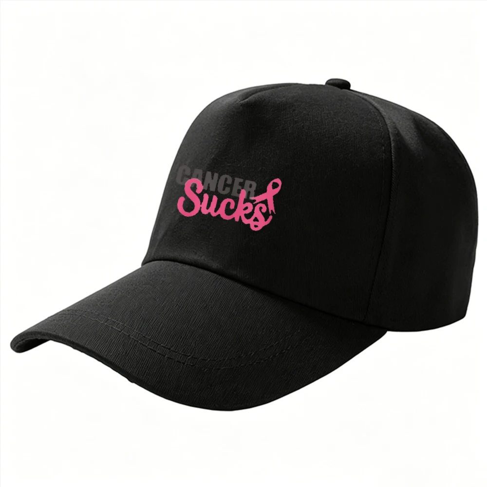 Cancer Sucks Pink Ribbon Breast Cancer Awareness Baseball Cap Cotton Adjustable for Survivors Supporters Awareness Gorras Hombre