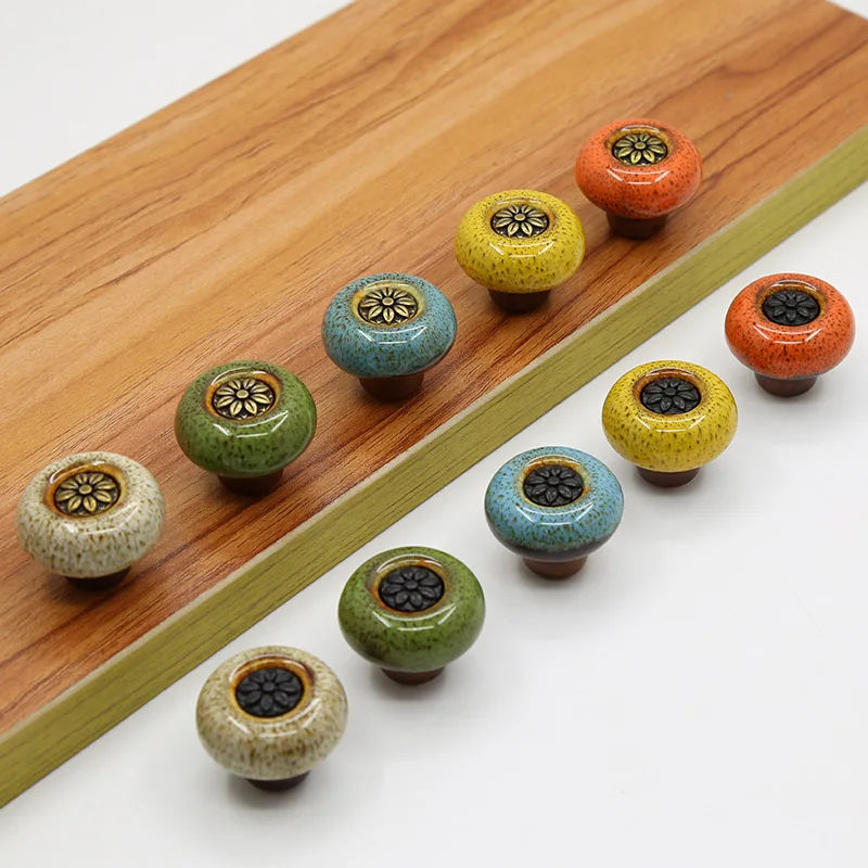 Popular Ceramic Drawer Knobs Cute Small Round Dresser Wardrobe Door Pulls