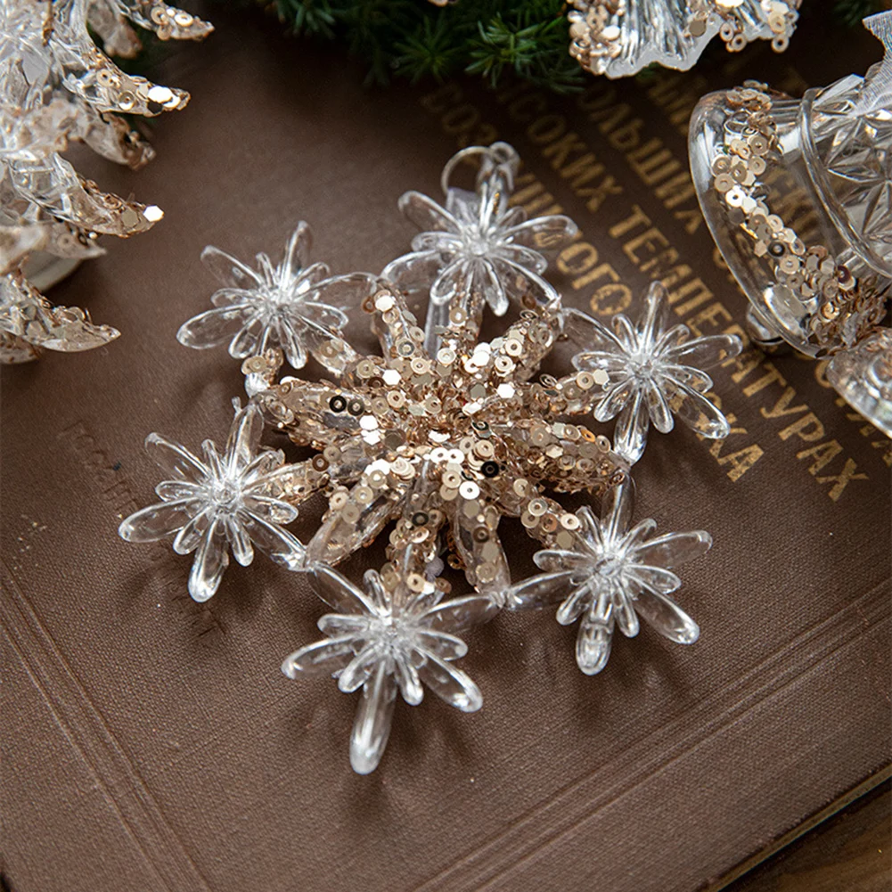 Clear Acrylic Glitter Snowflake Christmas Tree Ornaments Instantly Elevates Christmas Decor For Holiday Party Supplies
