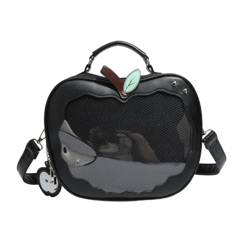 

G5AE PU Leather Crossbody Bag Preppy Styles Itabag Apples Shoulder Bag Sweet Backpack
