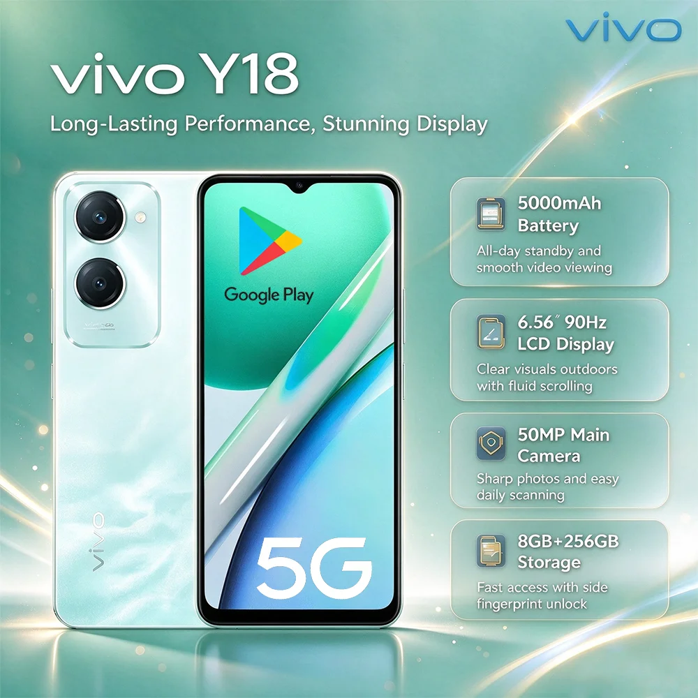 2026 New Arrival Unlocked 5G LTE Android Smartphone VIVO Y18 6.56