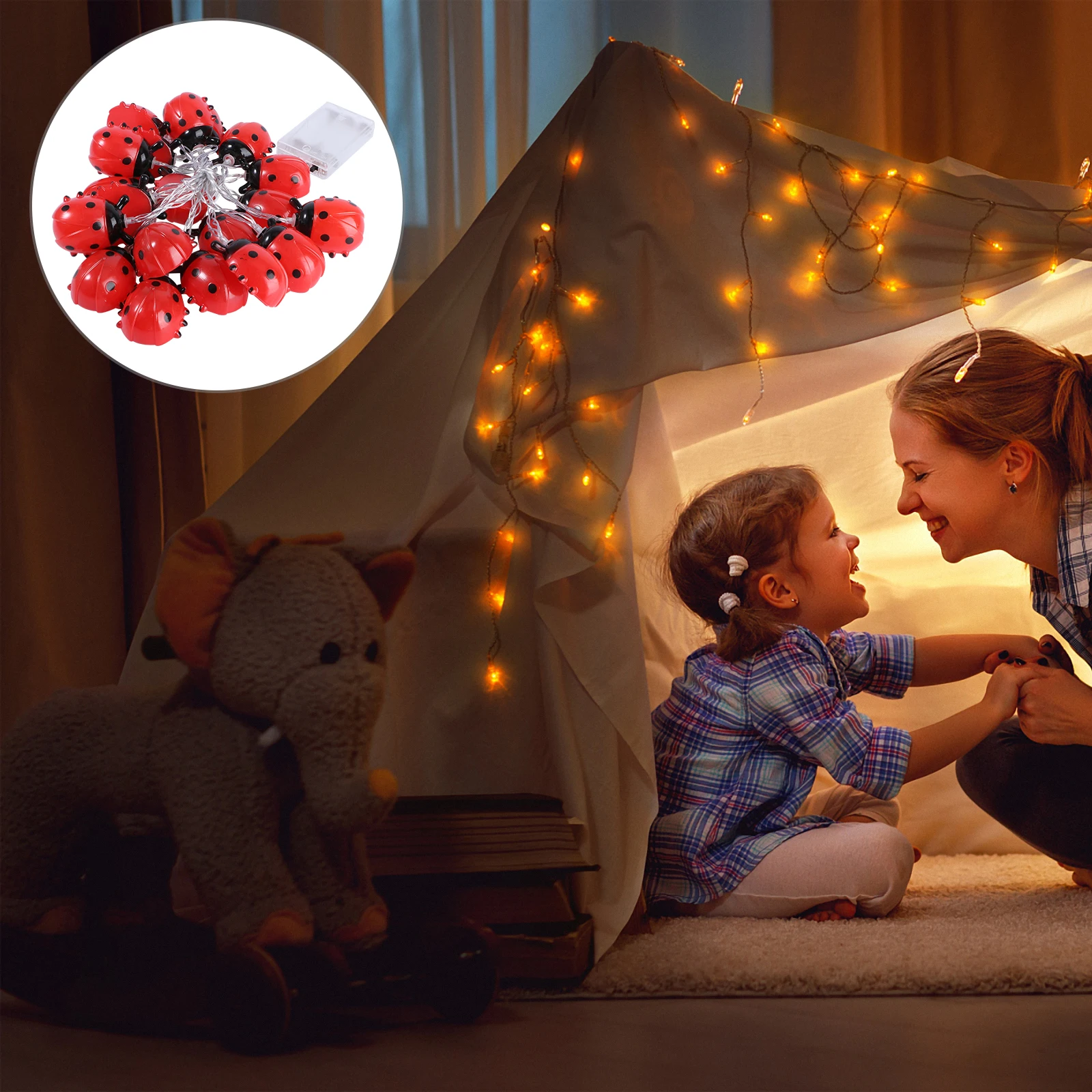 

1Pcs Waterproof LED String Light Creative Lifelike Ladybird Shape 3m 20 Leds Perfect for Outdoor Garden Party Festival Bedroom